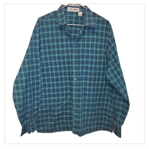 Ted Lapidus Blue and Green Plaid Men's Casual Shirt
